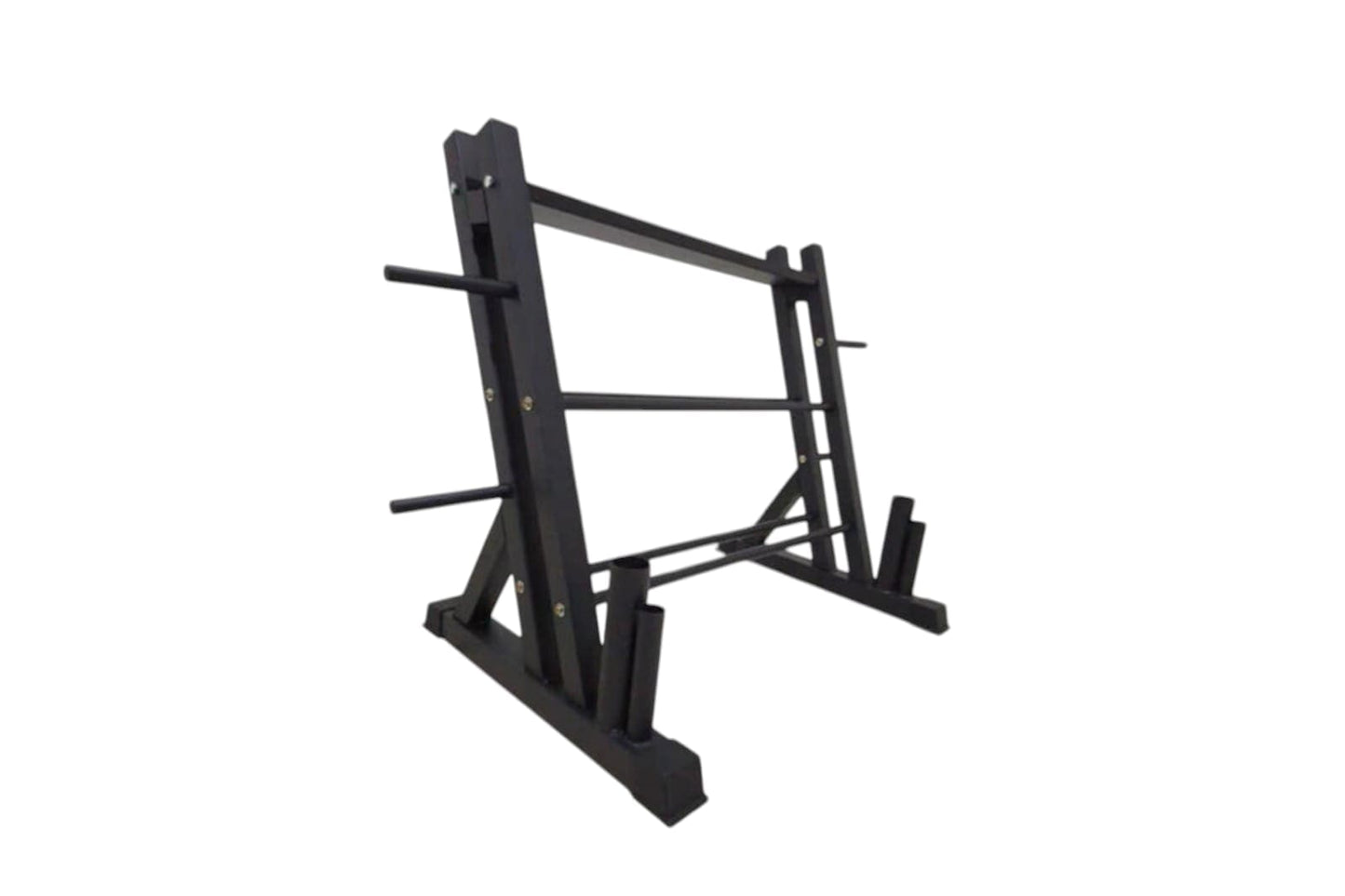 Rack de 3 Niveles Mancuernas, Discos y Barras
