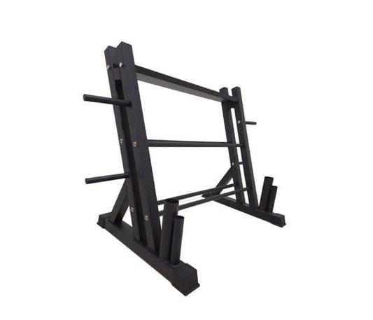Rack de 3 Niveles Mancuernas, Discos y Barras